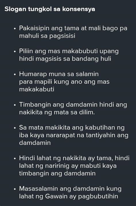 slogan tungkol sa konsensya. .